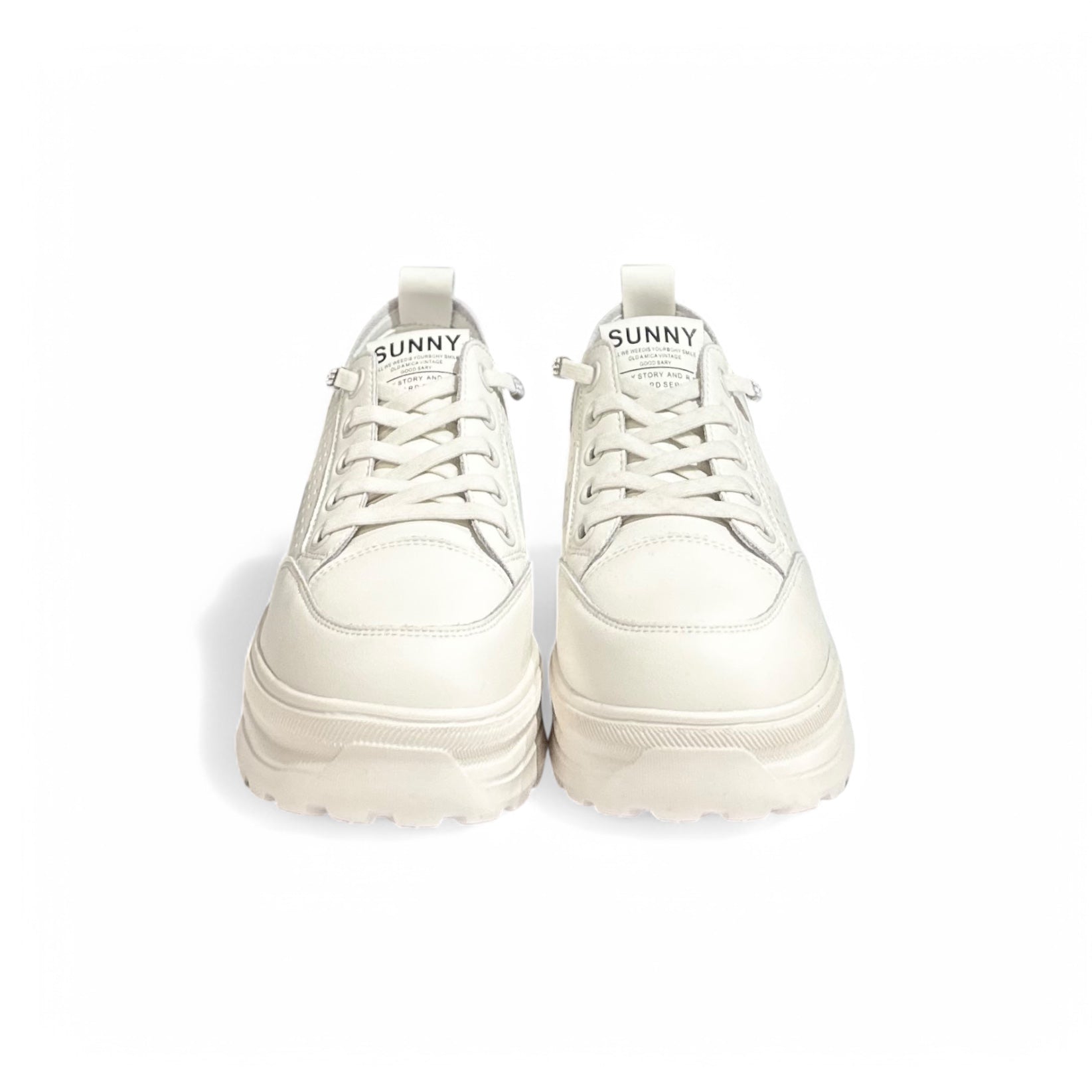 Dual-Tone Perforated Platform Sneakers