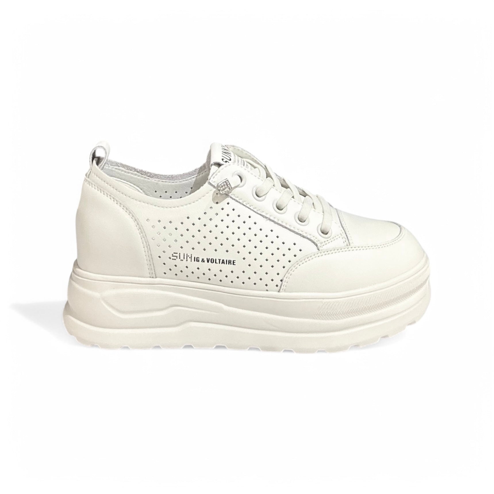 Dual-Tone Perforated Platform Sneakers
