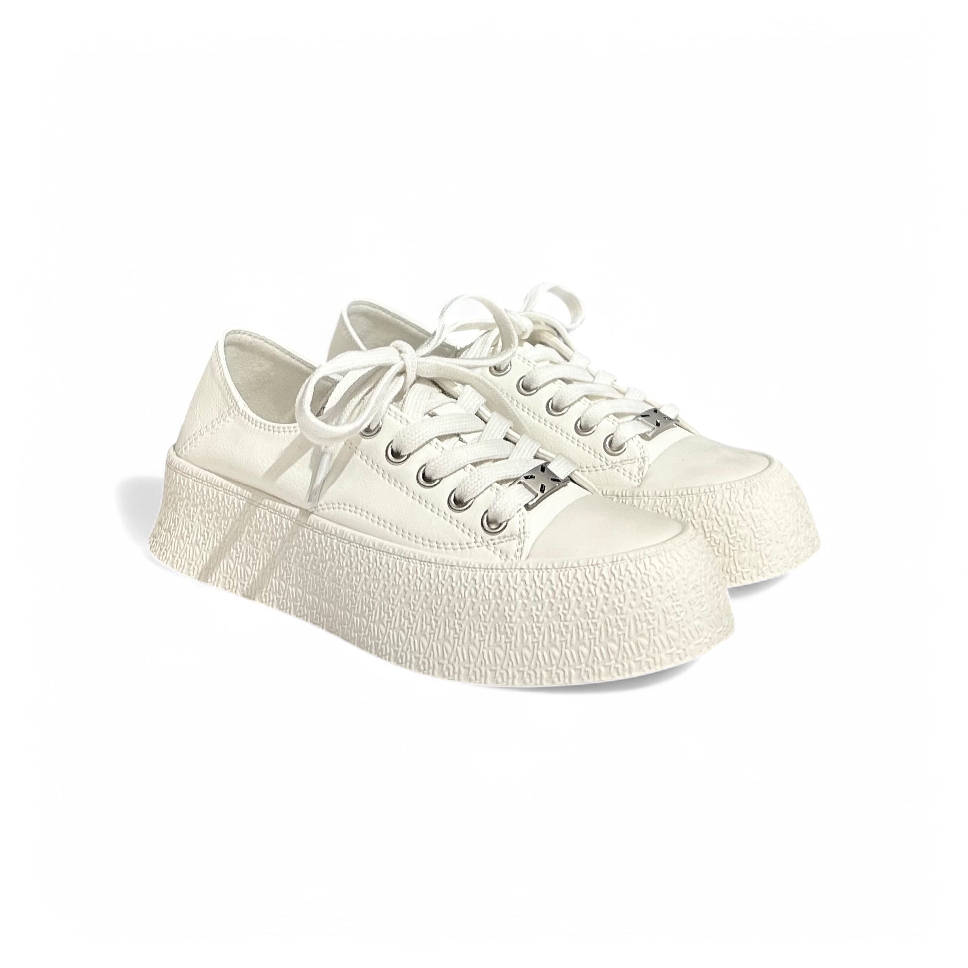 Monochrome Textured Platform Sneakers