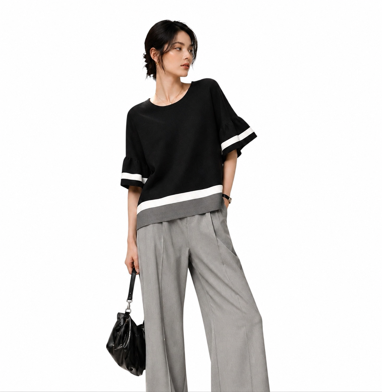 Volume Sleeve Knit Top