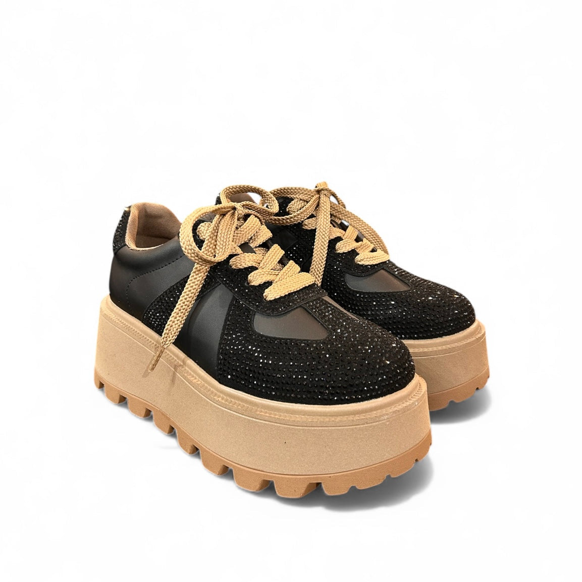 Bronze & Red Crystal Chunky Sneakers