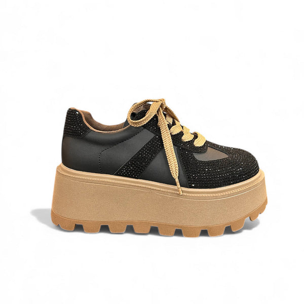 Bronze & Red Crystal Chunky Sneakers
