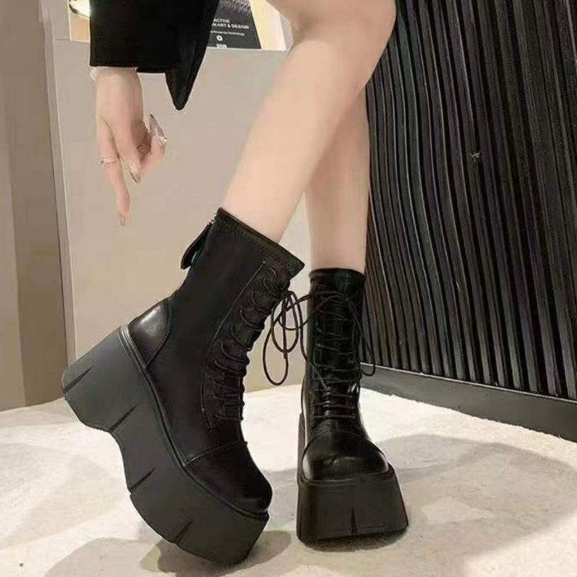 Calfskin Wedge Martin Boots