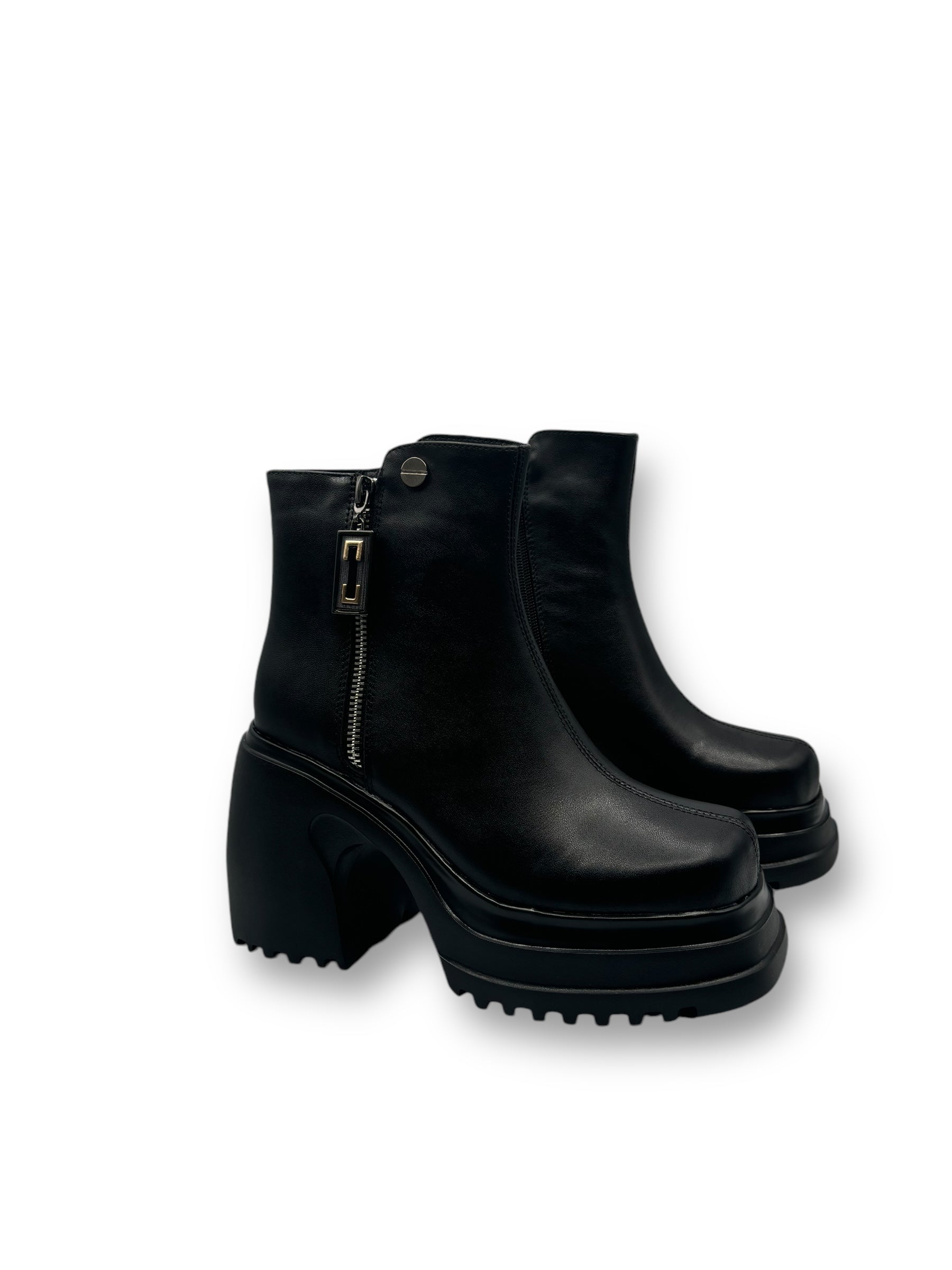 Calfskin High-Heeled Buckle Boots