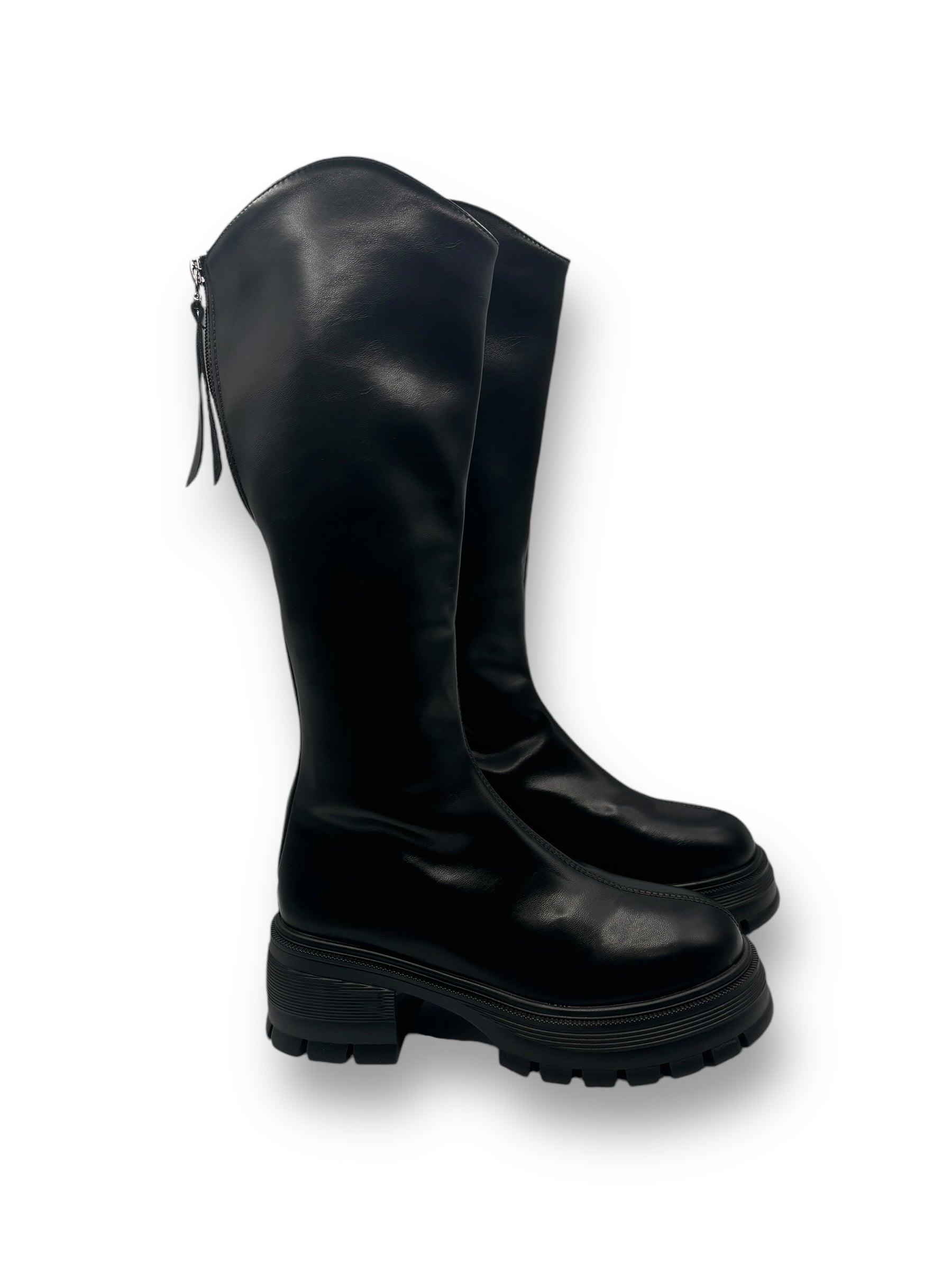 Calfskin Low-Heeled Riding Boots