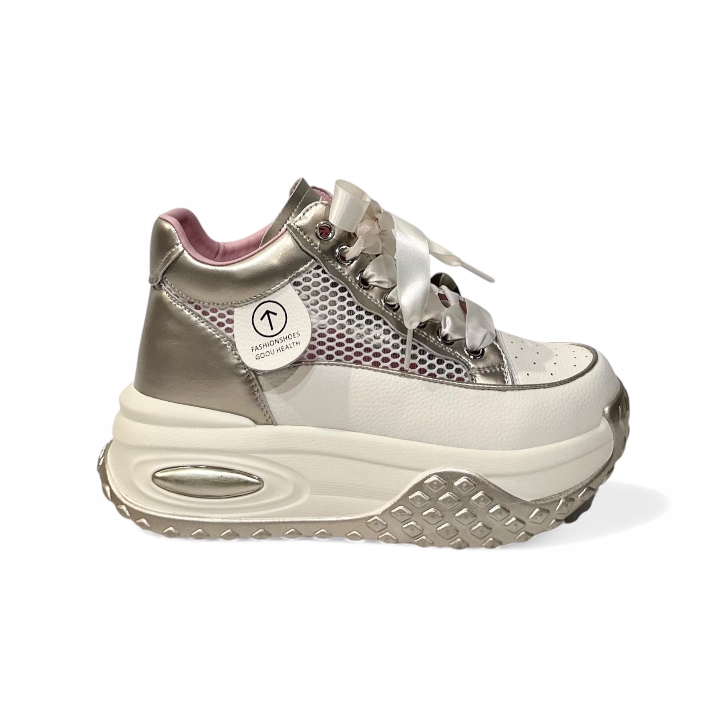 Ribbon-Laced Platform Sneakers