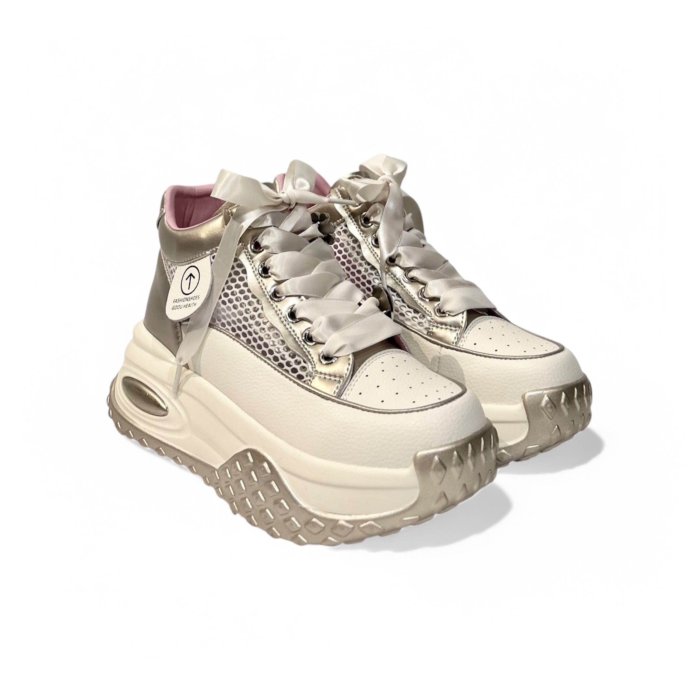 Ribbon-Laced Platform Sneakers