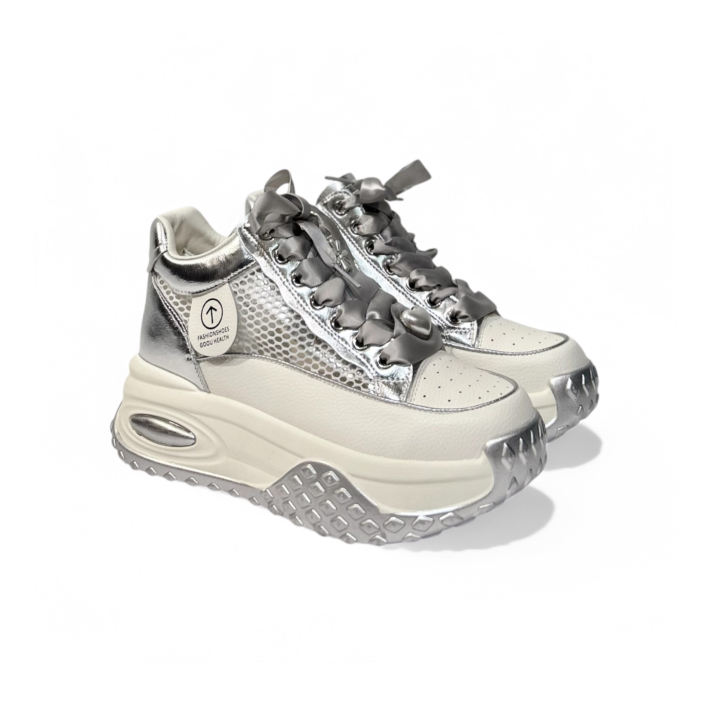 Ribbon-Laced Platform Sneakers