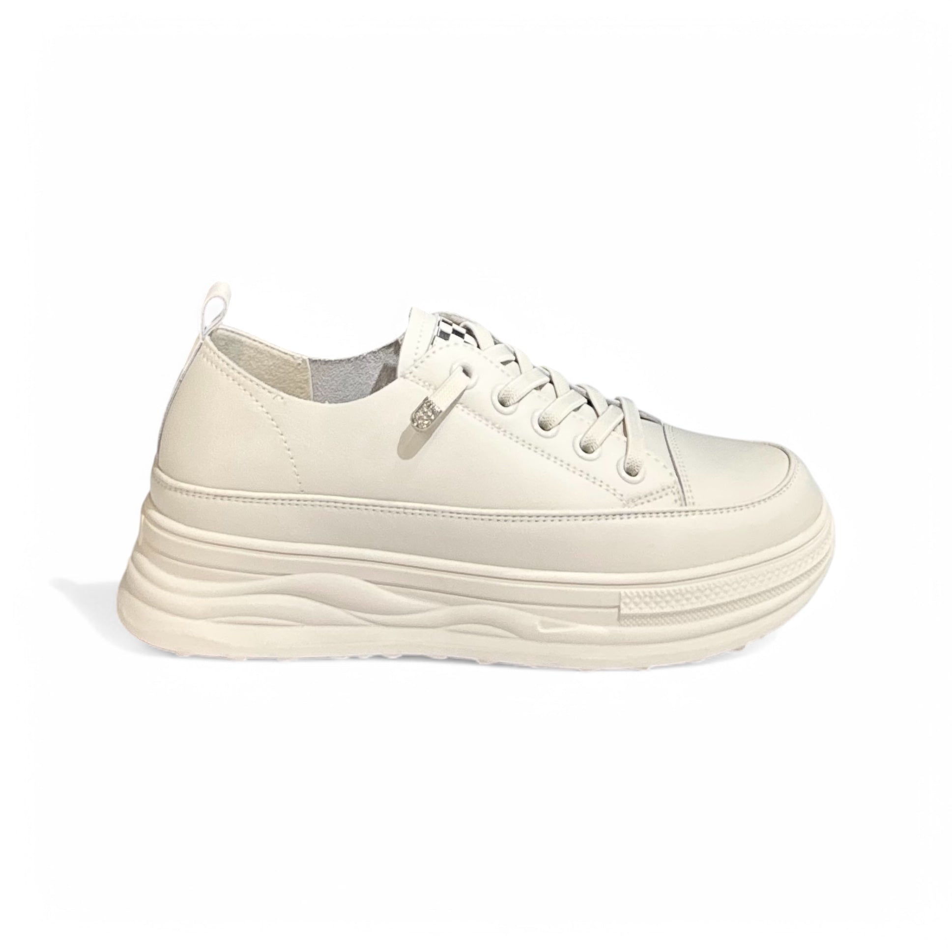 Checkered Tongue Elevated Platform Sneakers