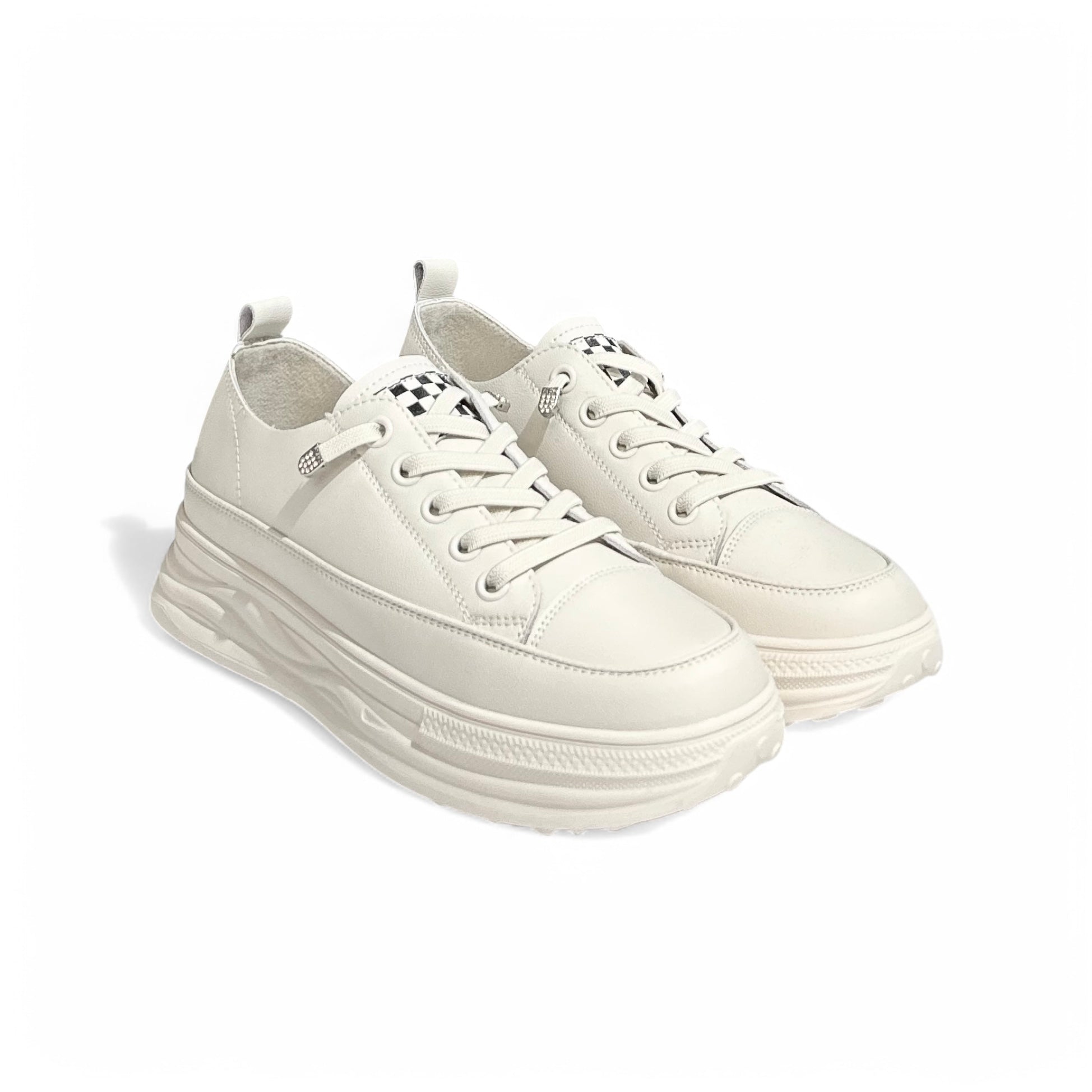 Checkered Tongue Elevated Platform Sneakers