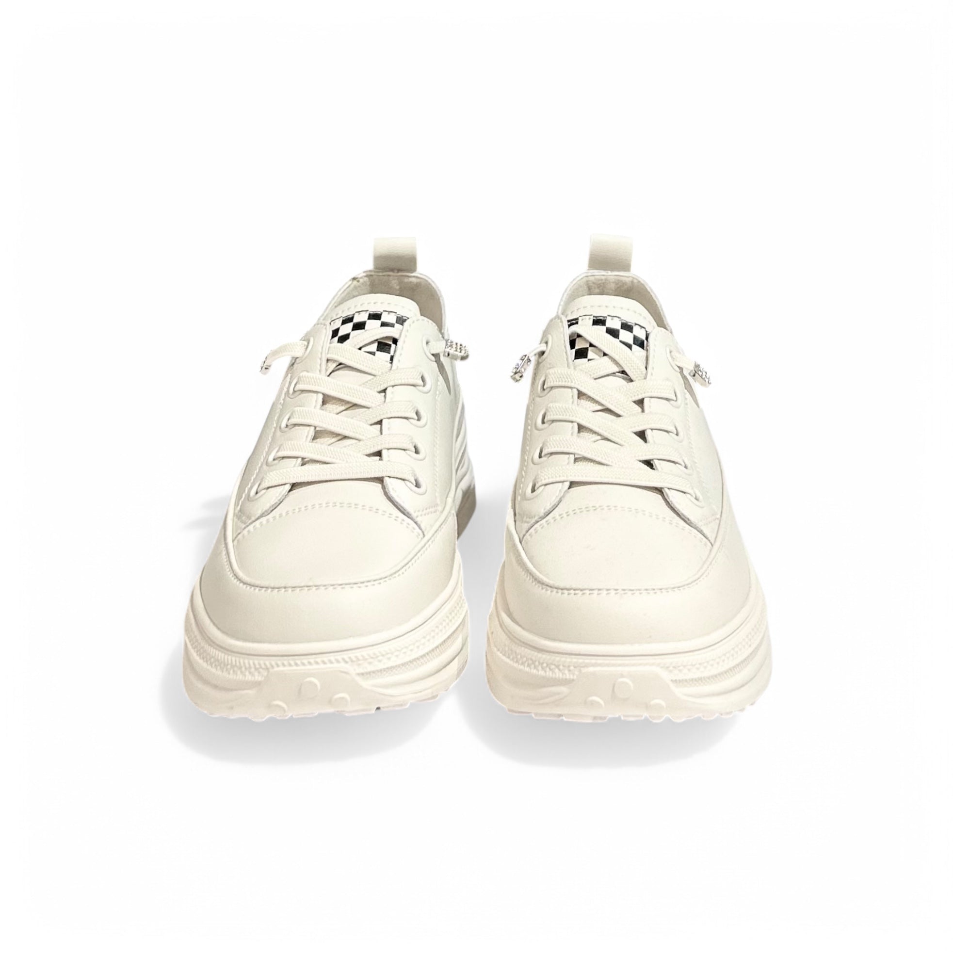 Checkered Tongue Elevated Platform Sneakers