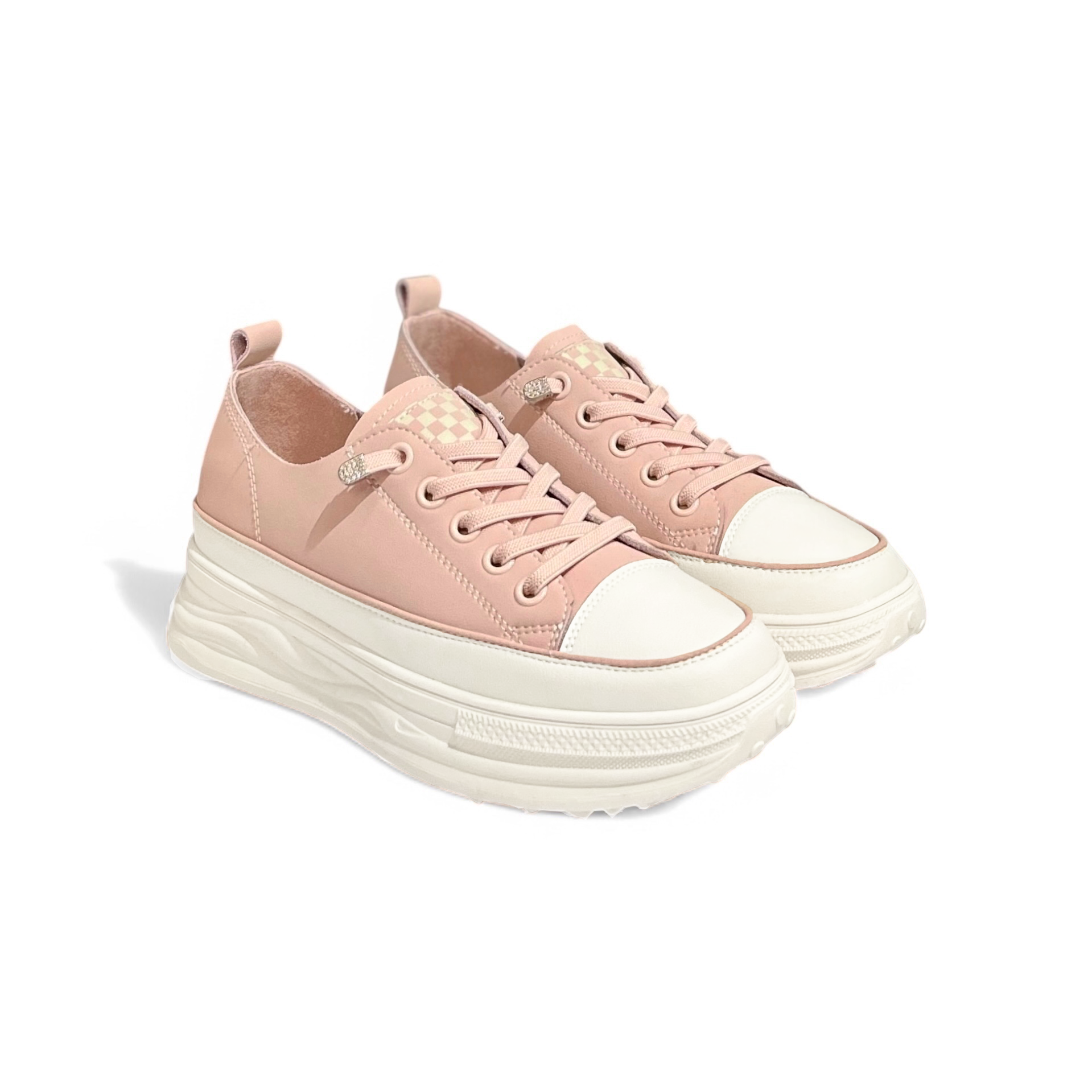 Checkered Tongue Elevated Platform Sneakers