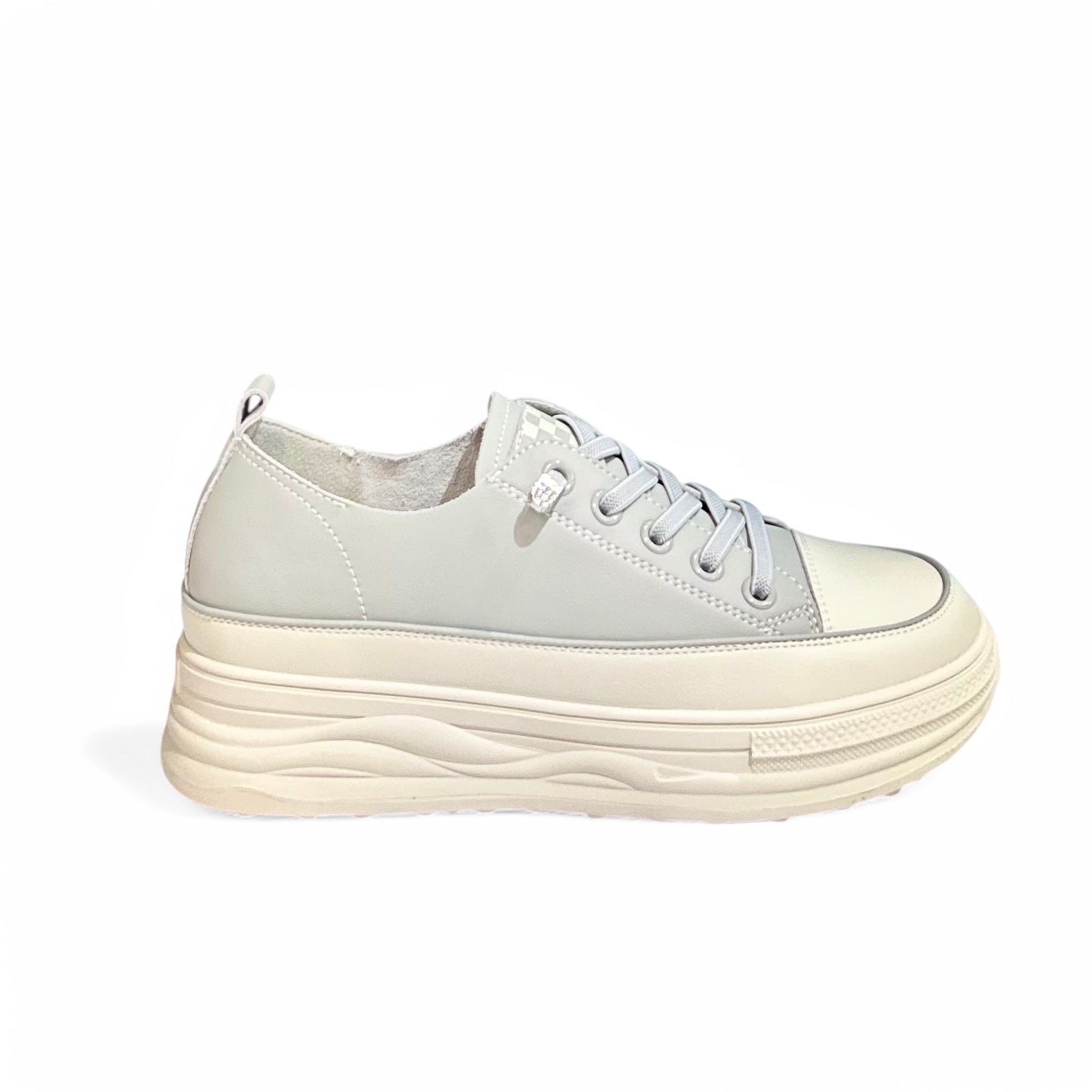 Checkered Tongue Elevated Platform Sneakers