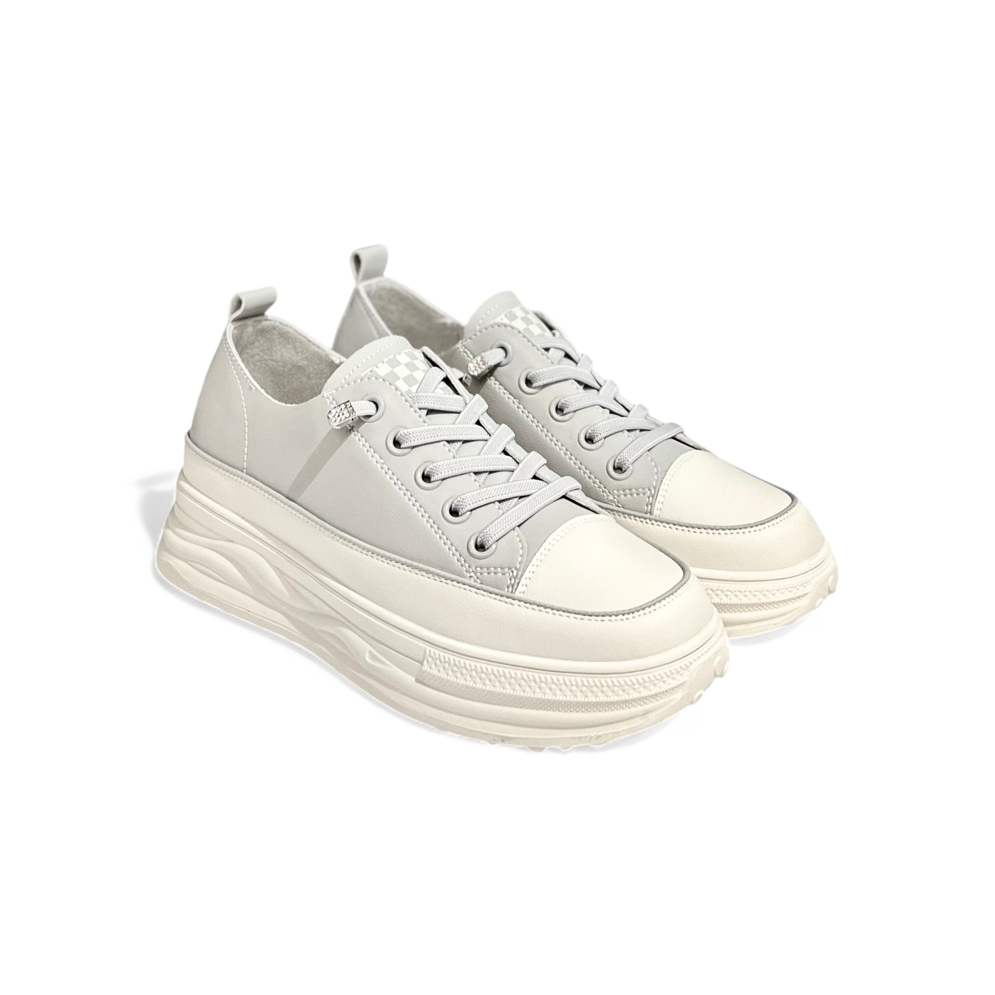 Checkered Tongue Elevated Platform Sneakers