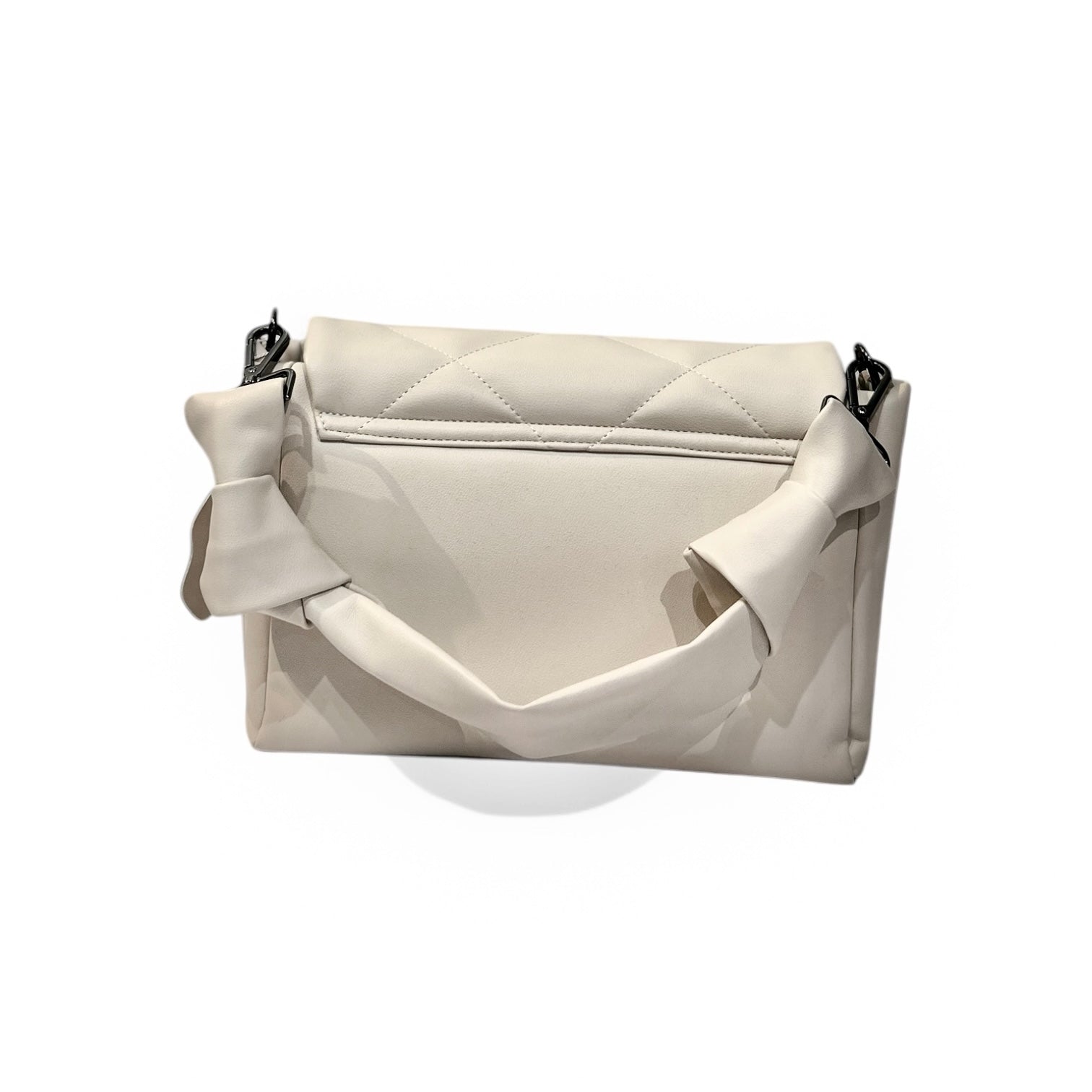 Quilted Calfskin Leather Shoulder Bag with Knotted Strap
