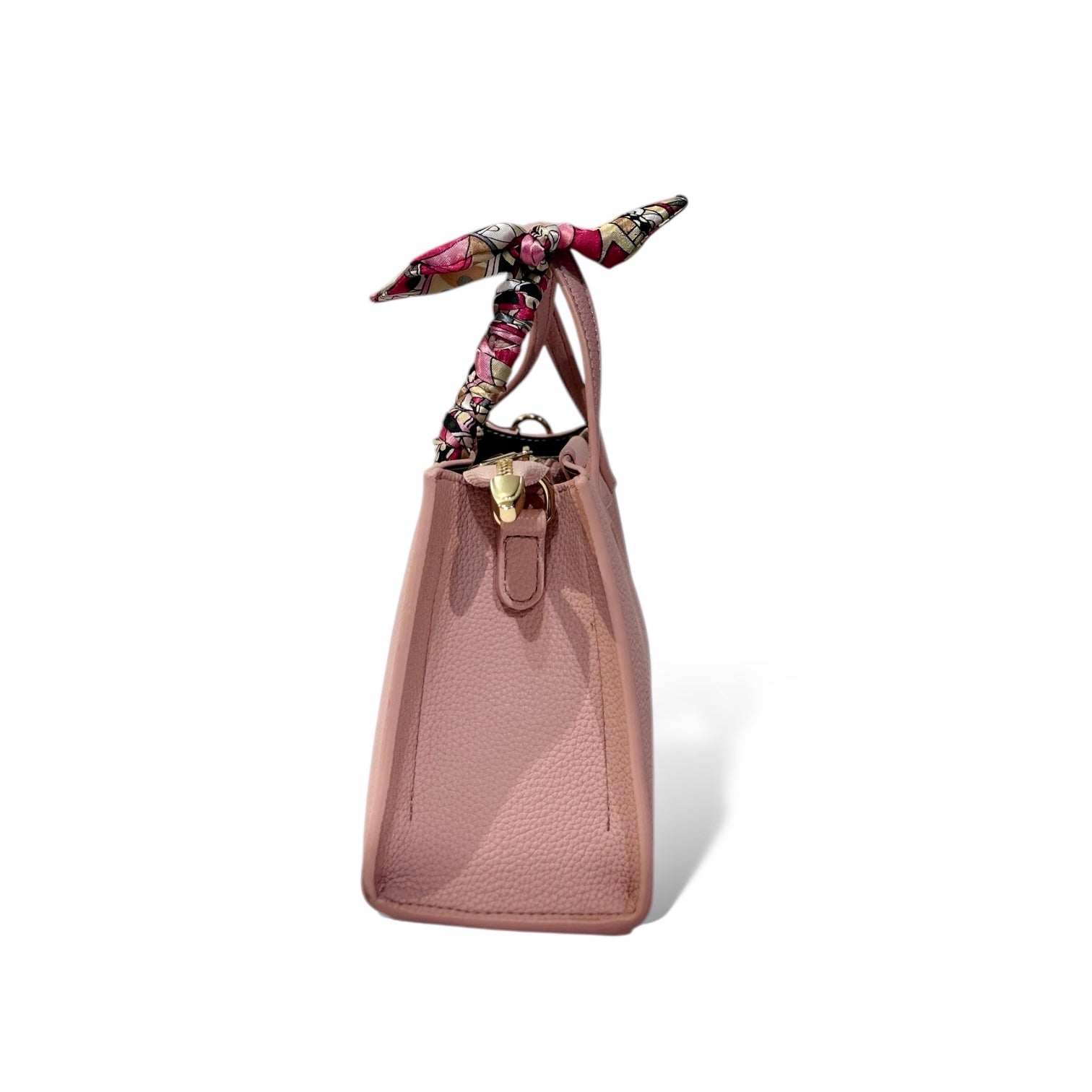 Structured Pink Tote with Twilly Chain Detail