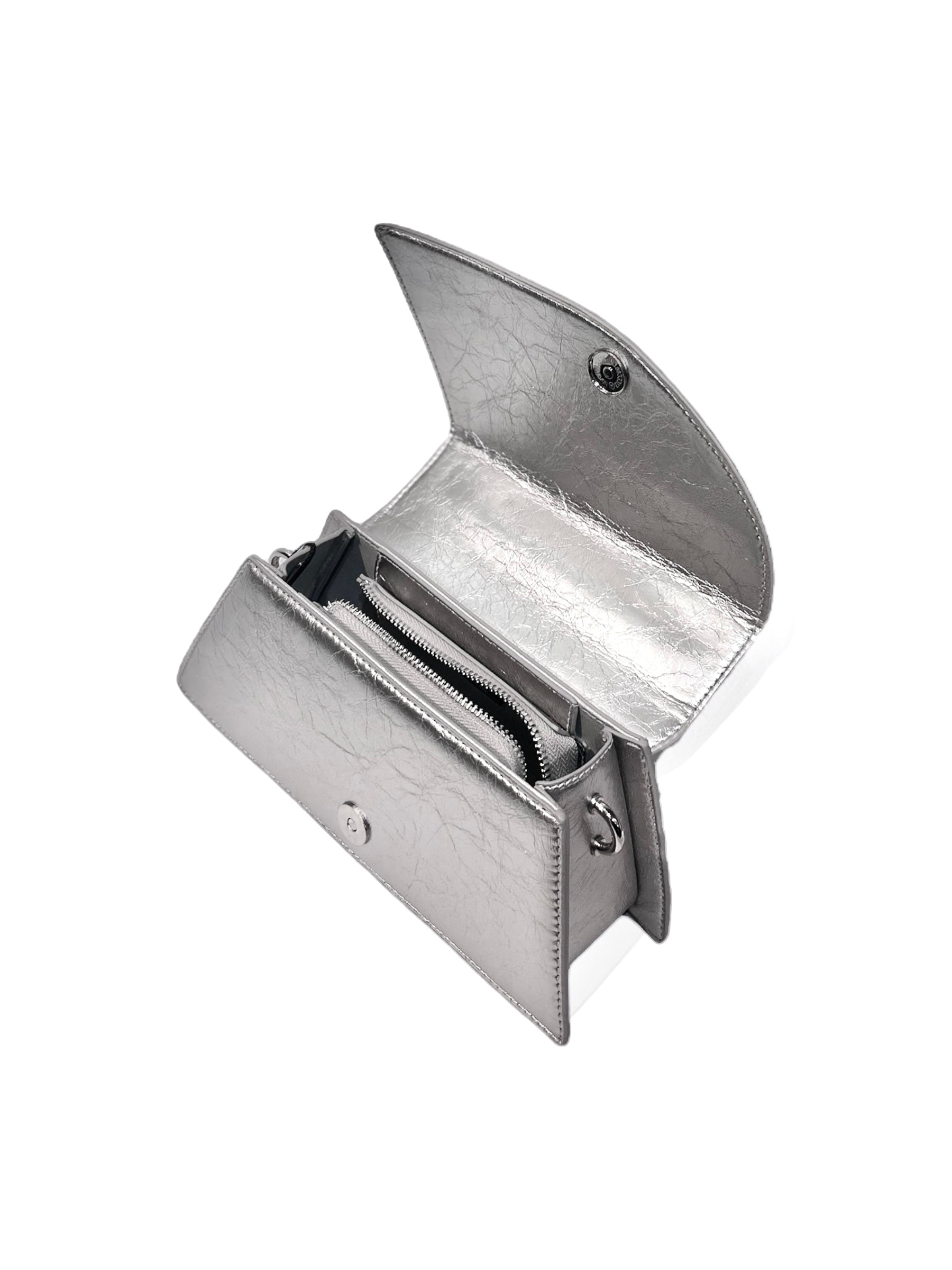 Sculptural Mini Top Chrome Handle Bag