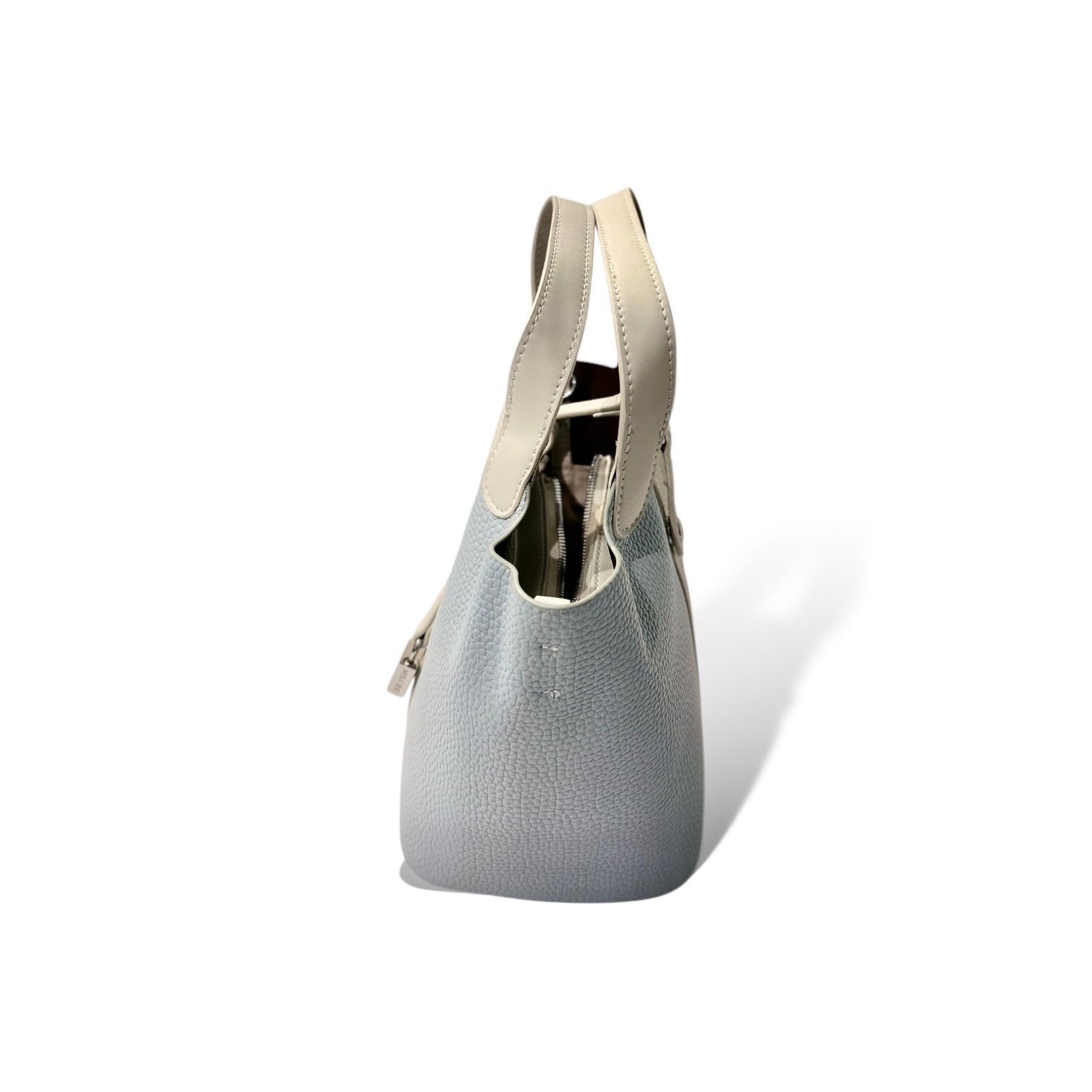 Two-Tone Pebbled Calfskin Bucket Tote