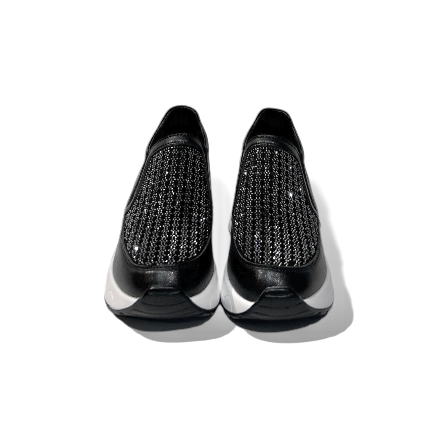 Crystal-Embellished Knit Wedge Sneaker