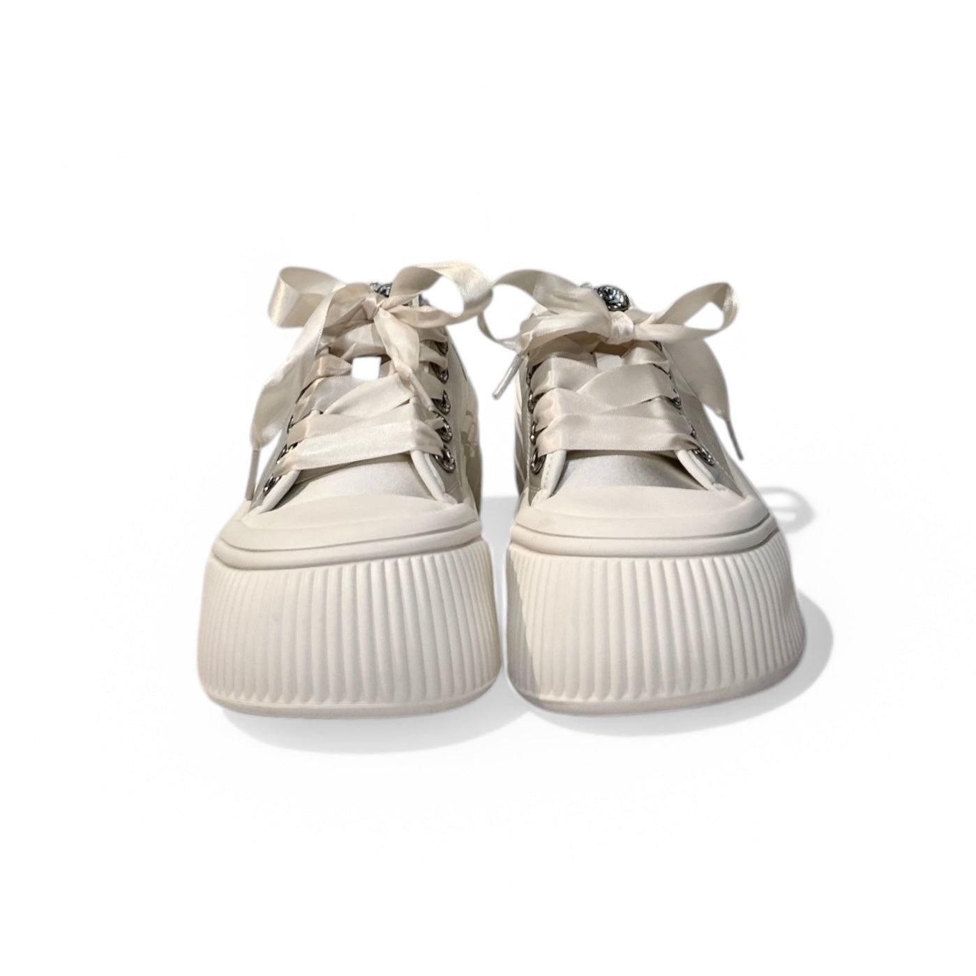 Jeweled Satin Platform Mule Flats