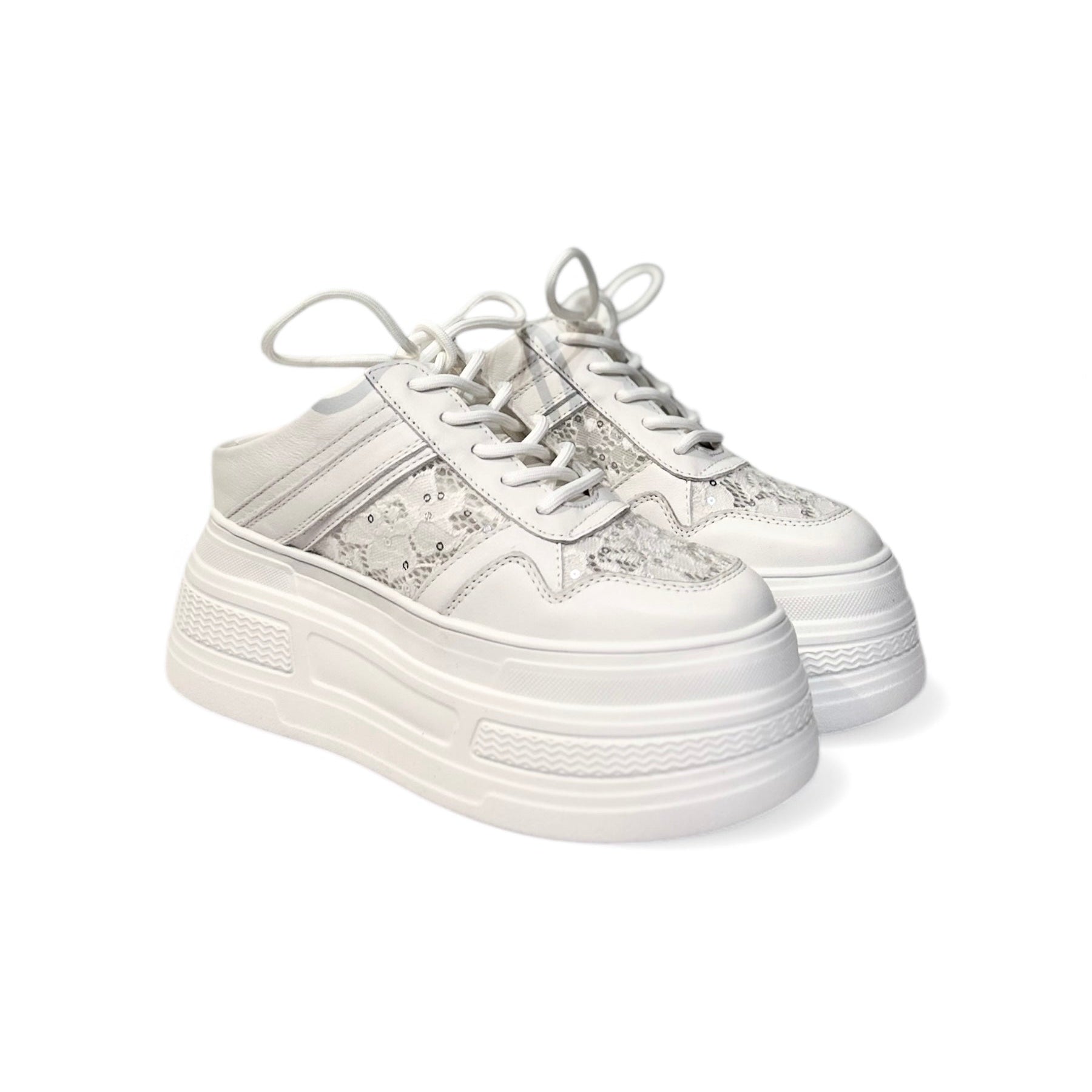Laced Elevated Platform Mules