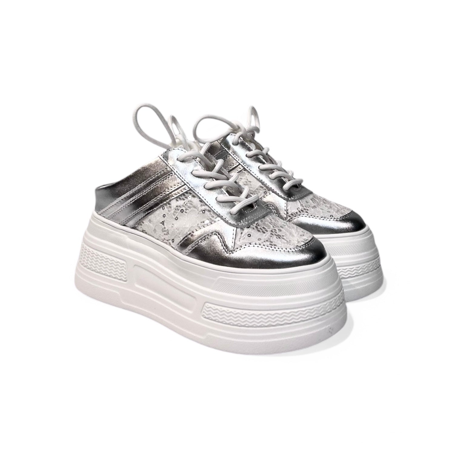 Laced Elevated Platform Mules