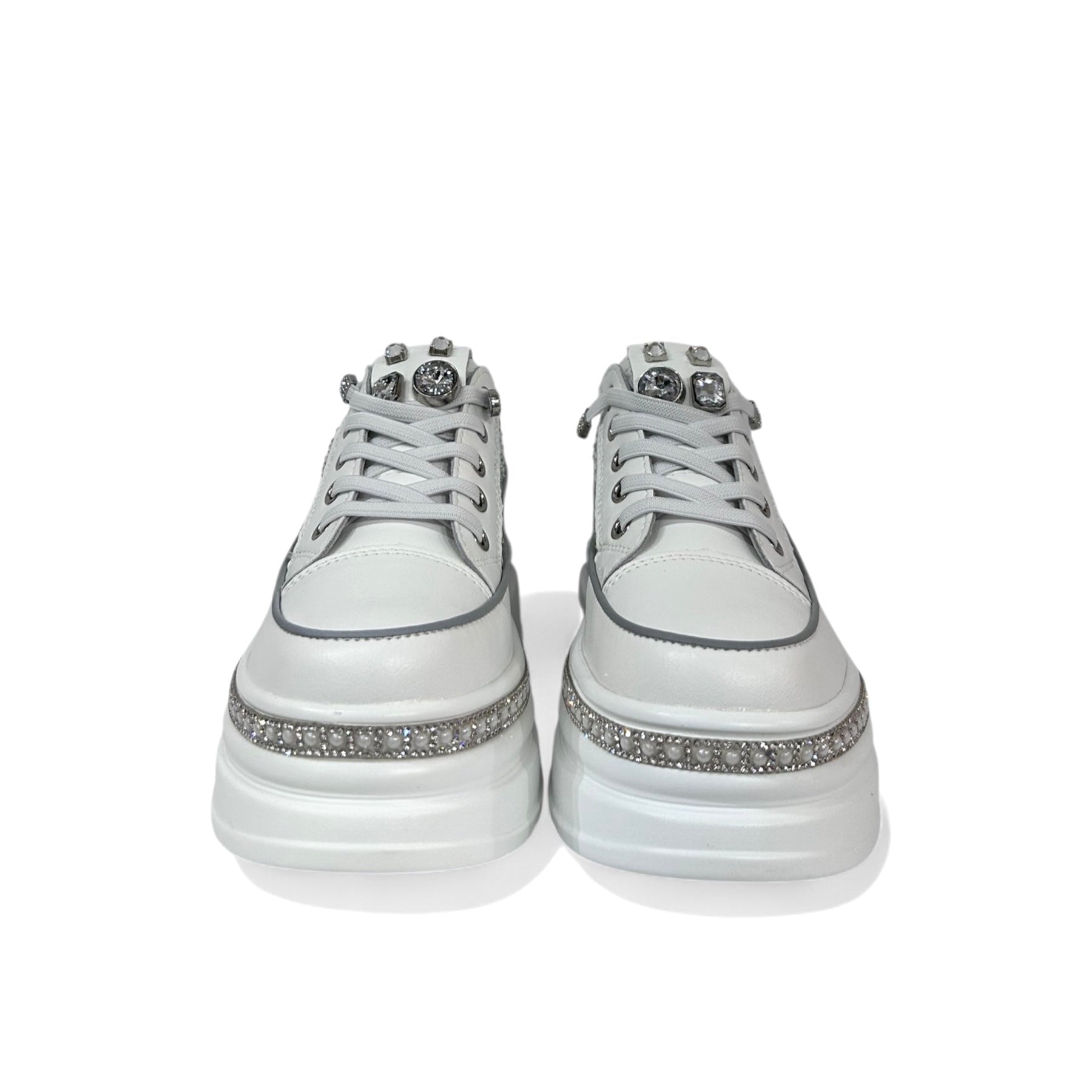 Crystal-Studded Slip-On Platform Sneakers