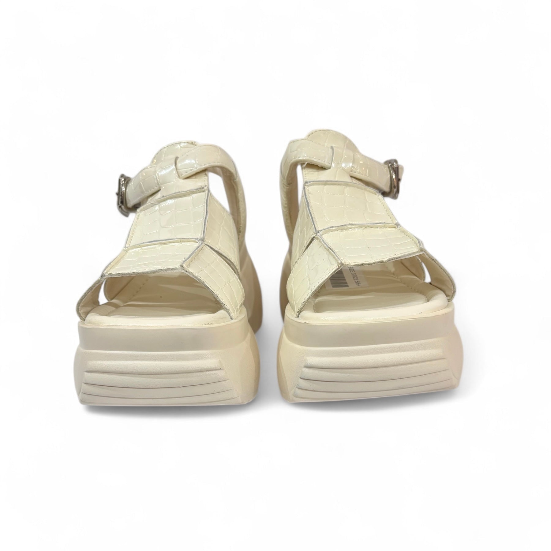 Gloss Croc-Embossed Platform Sandals