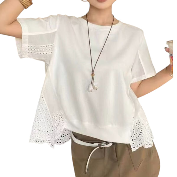 Eyelet-Hem Relaxed Tee