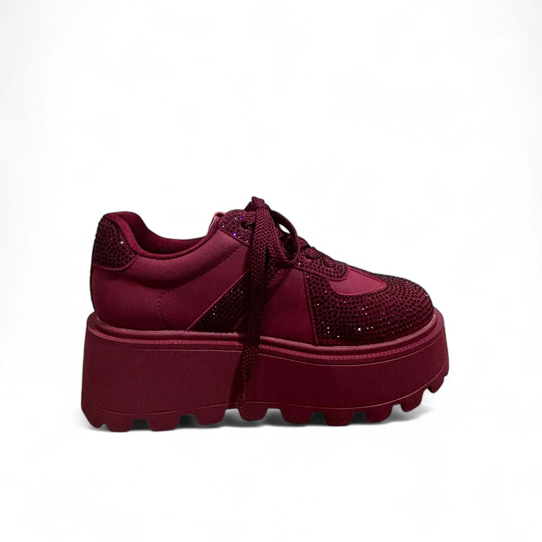 Bronze & Red Crystal Chunky Sneakers