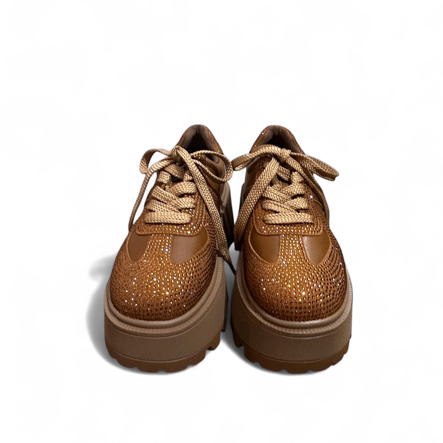 Bronze & Red Crystal Chunky Sneakers