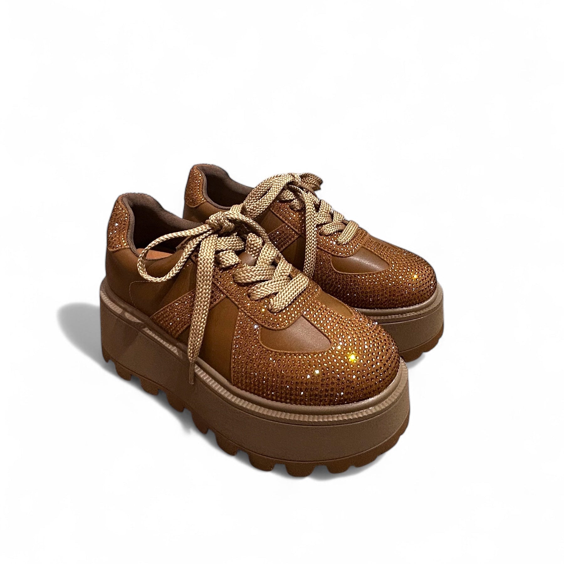 Bronze & Red Crystal Chunky Sneakers