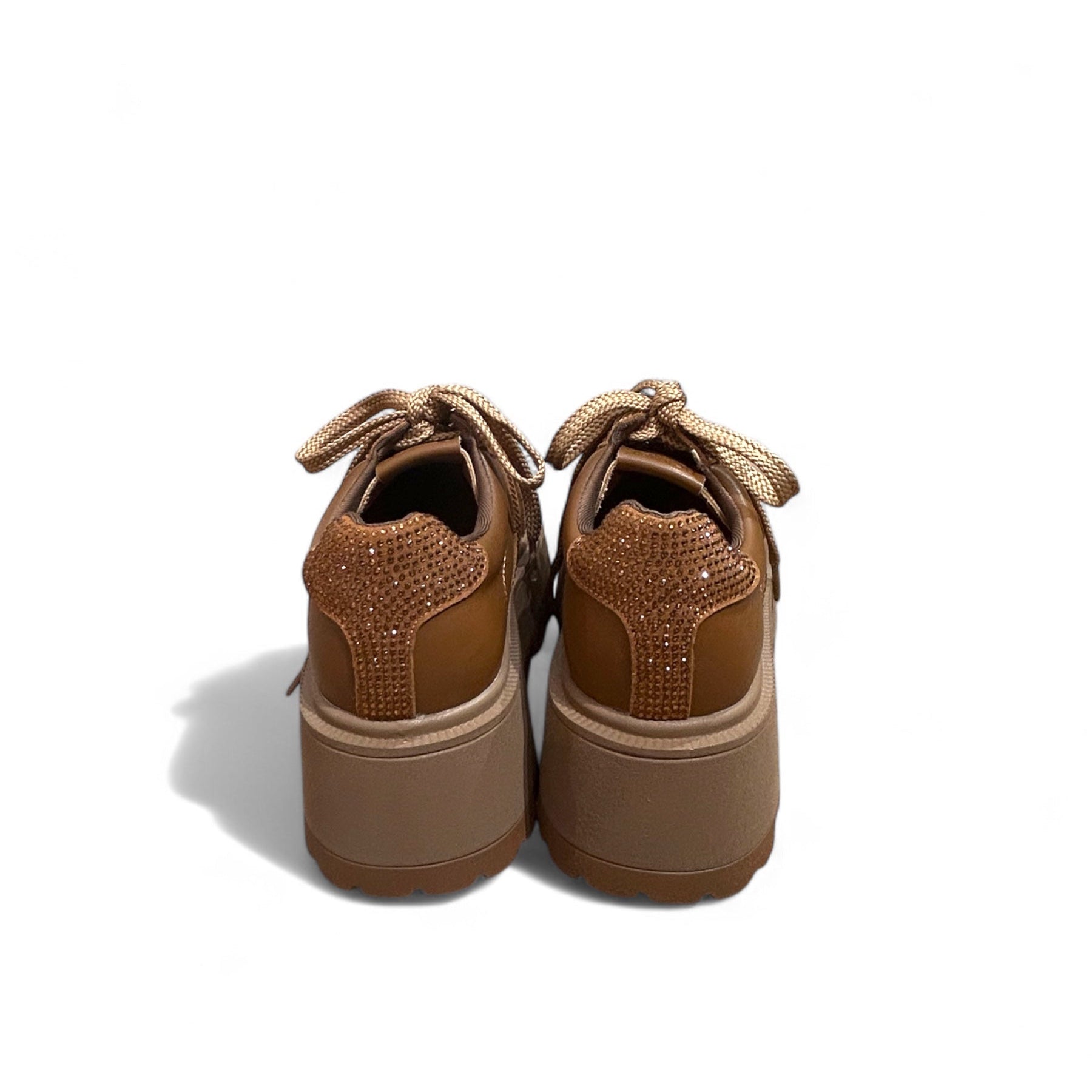 Bronze & Red Crystal Chunky Sneakers
