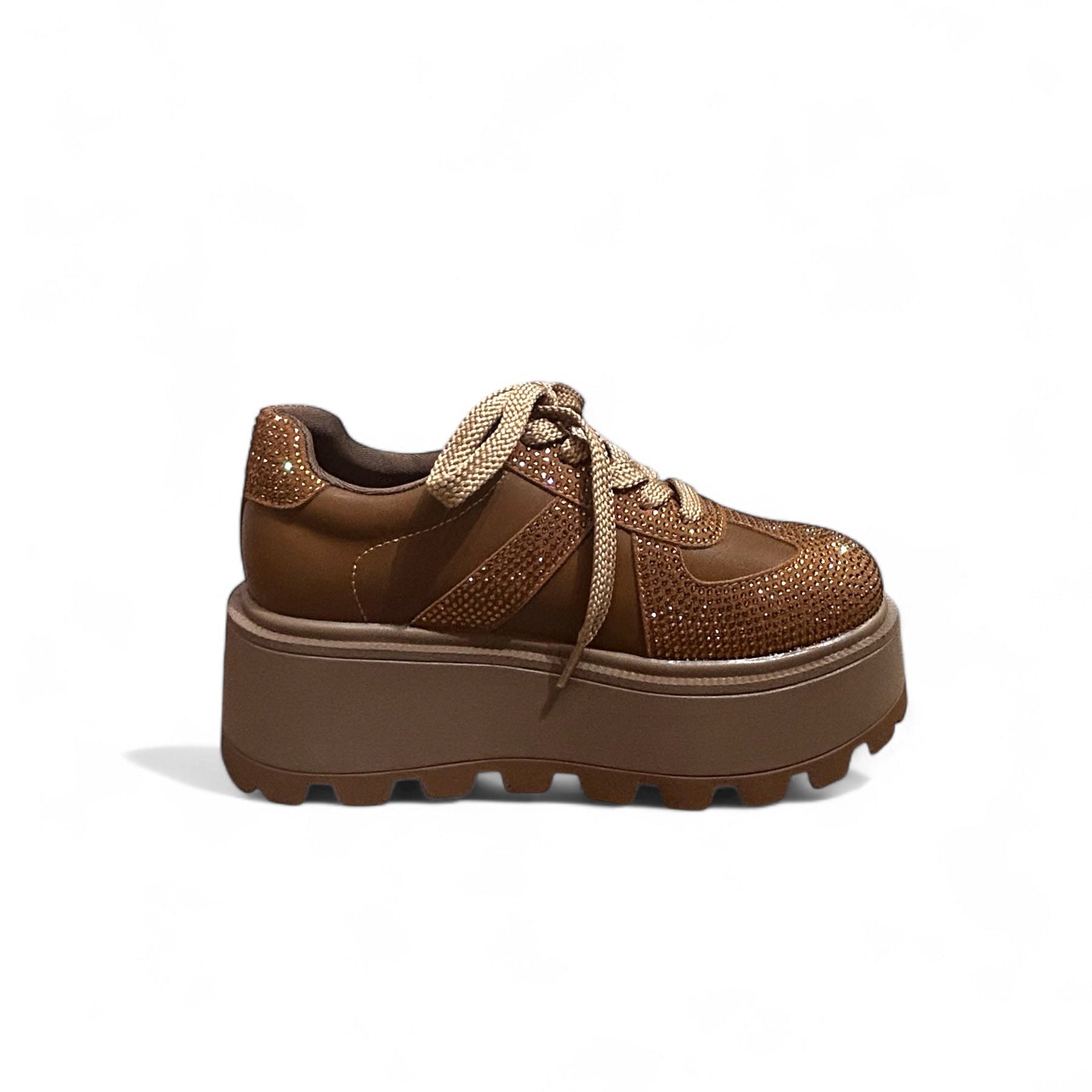 Bronze & Red Crystal Chunky Sneakers