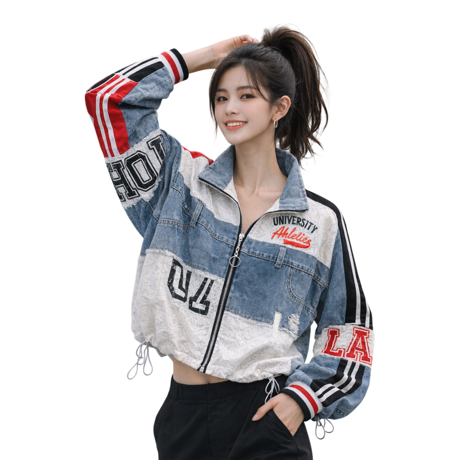 Patchwork Lace Denim Hybrid Jacket