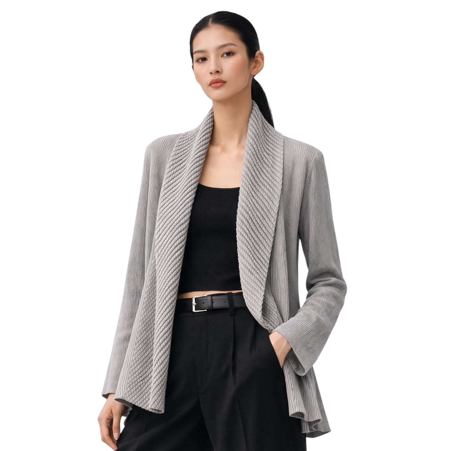 Drape Pleat Cardigan