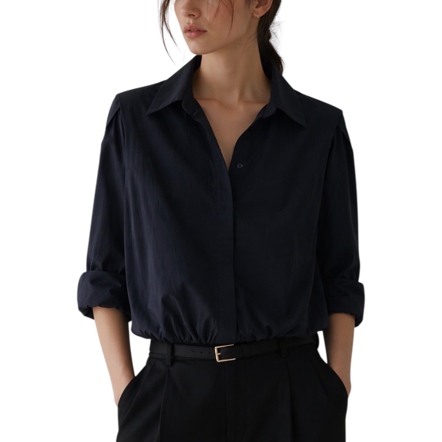Structured Shoulder Blouson Shirt