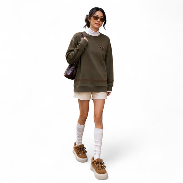 Pony Contrast-Trim Longline Sweatshirt