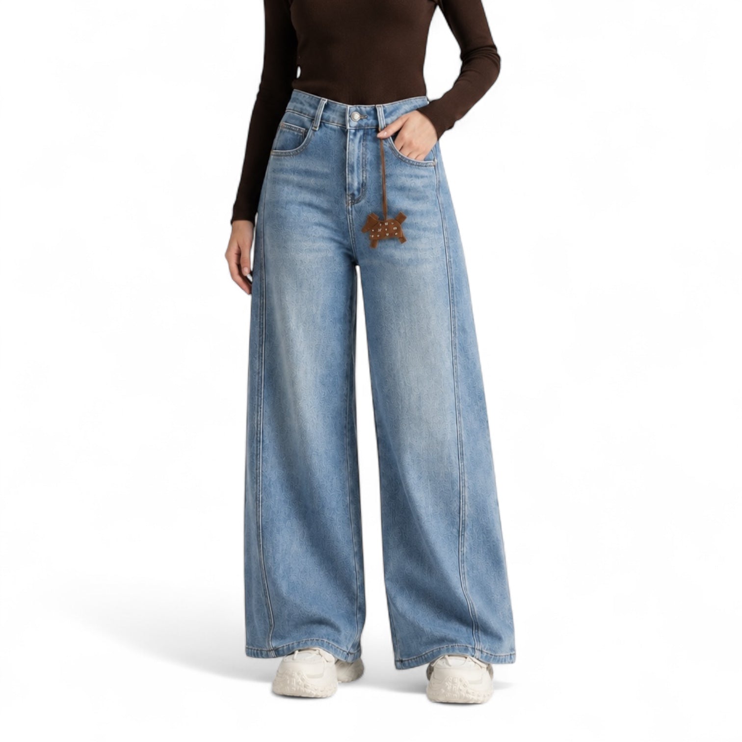 Marlowe Fleece-Lined Wide-Leg Jeans