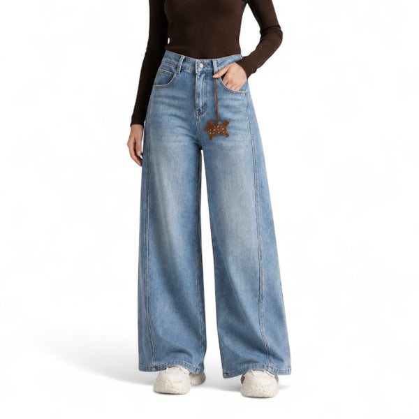 Marlowe Fleece-Lined Wide-Leg Jeans