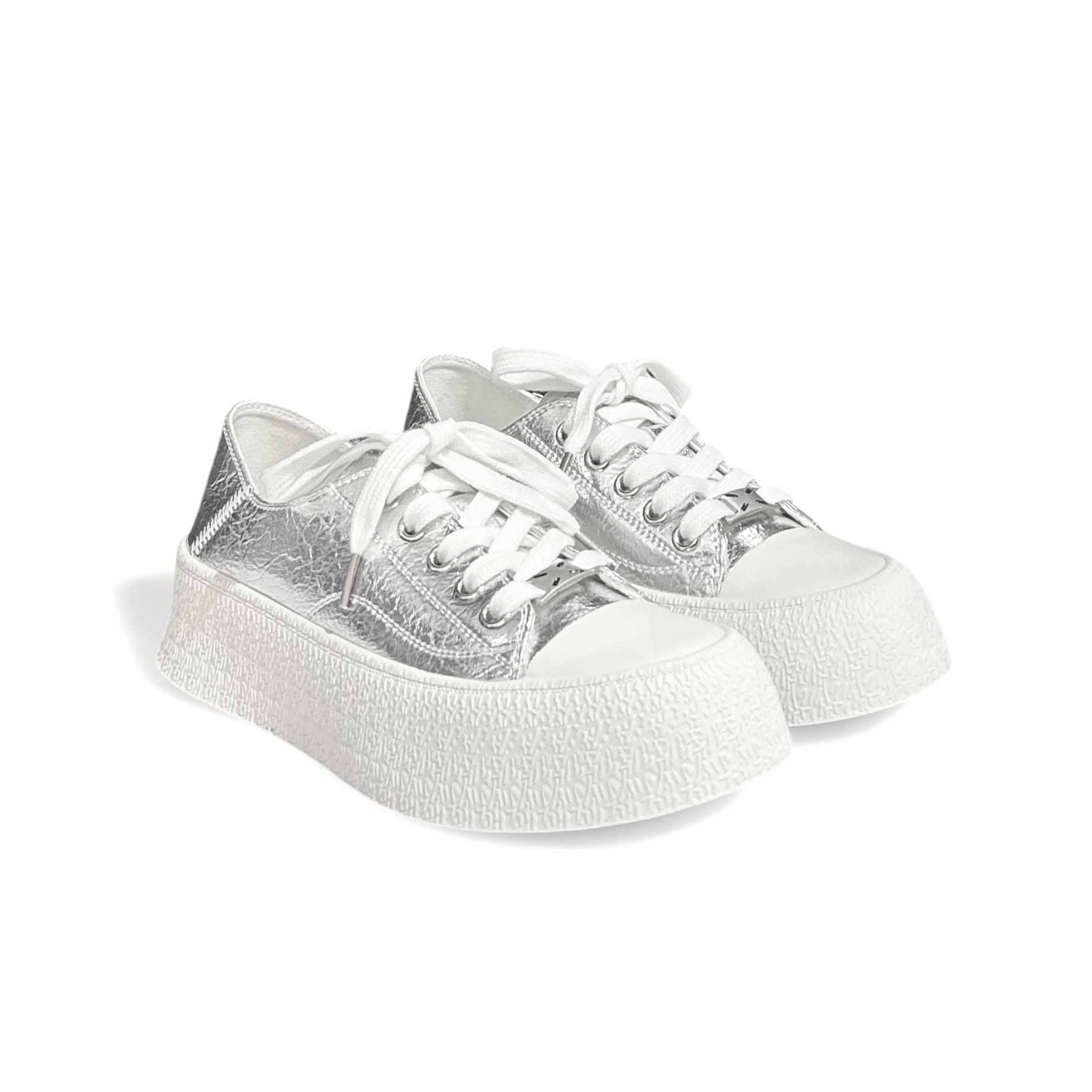 Monochrome Textured Platform Sneakers
