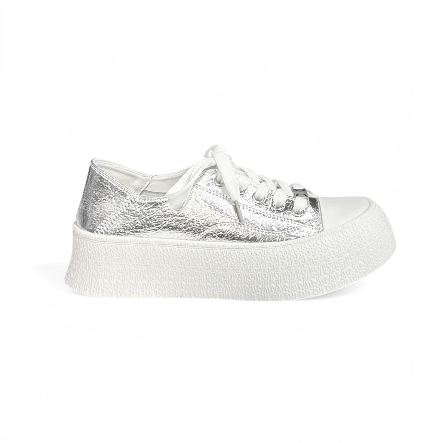 Monochrome Textured Platform Sneakers