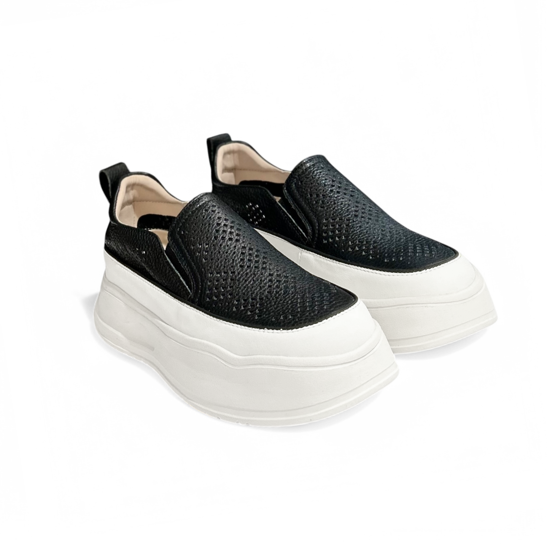 Perforated Slip-On Platform Sneakers