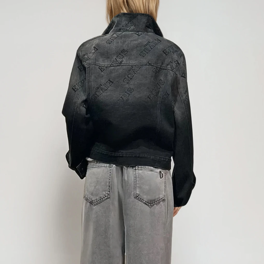 Black Gradient Oversized Denim Jacket