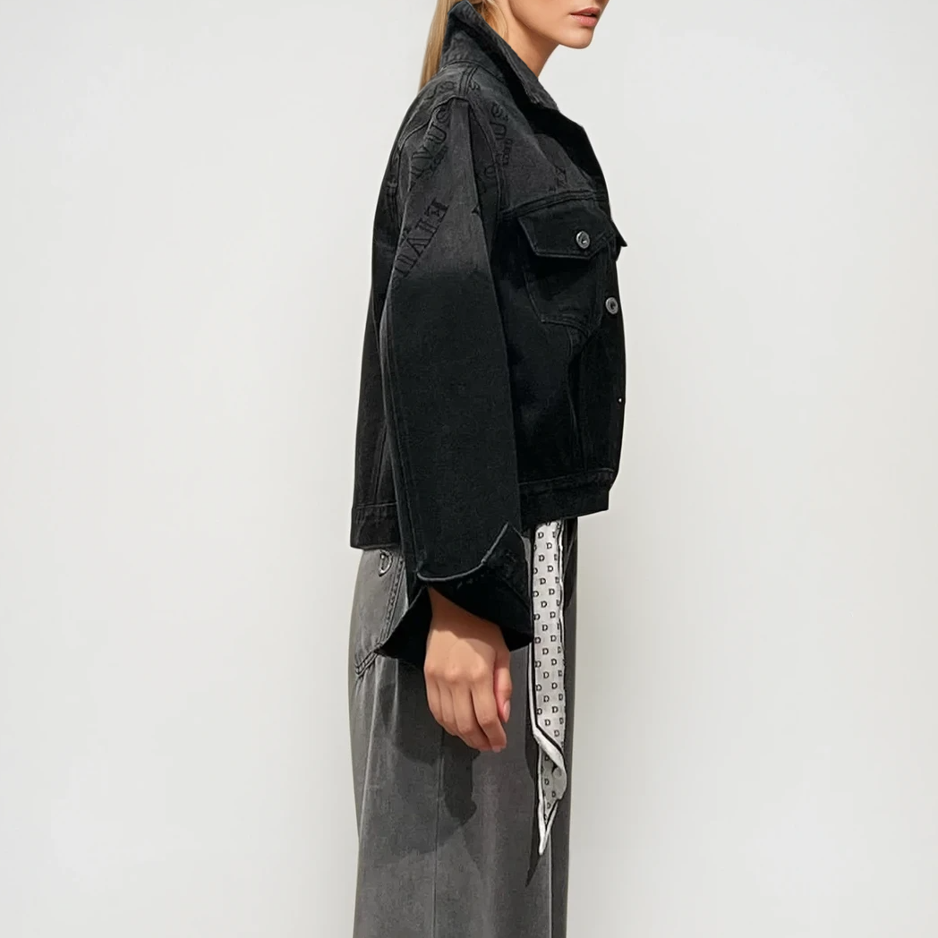 Black Gradient Oversized Denim Jacket