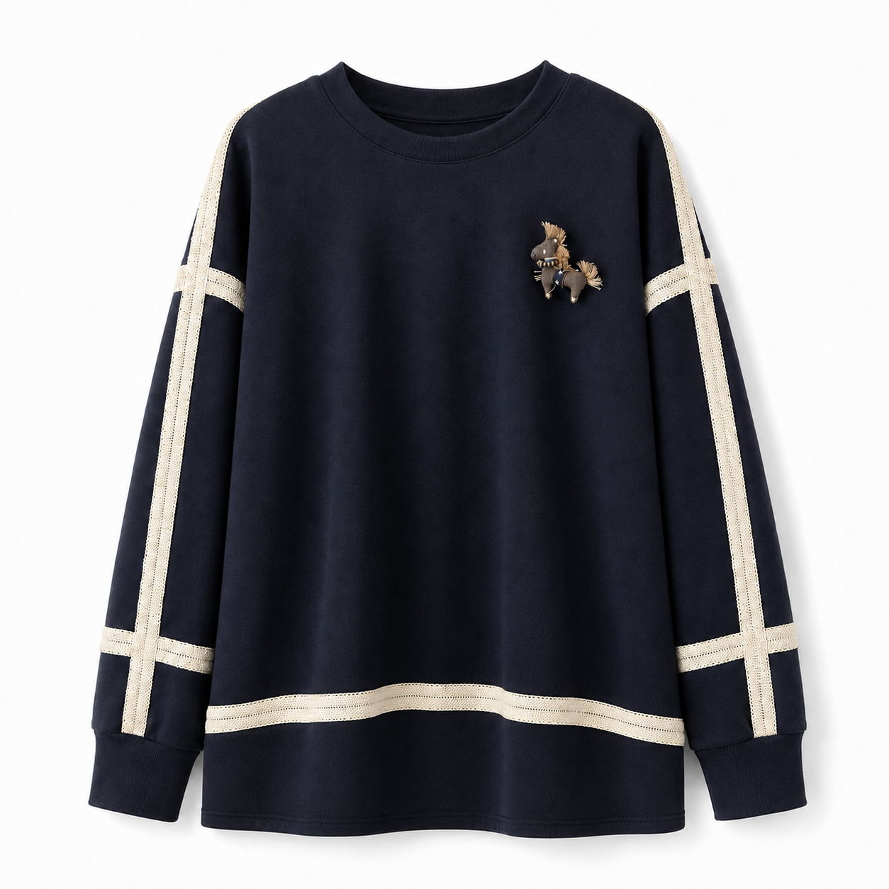 Pony Contrast-Trim Longline Sweatshirt