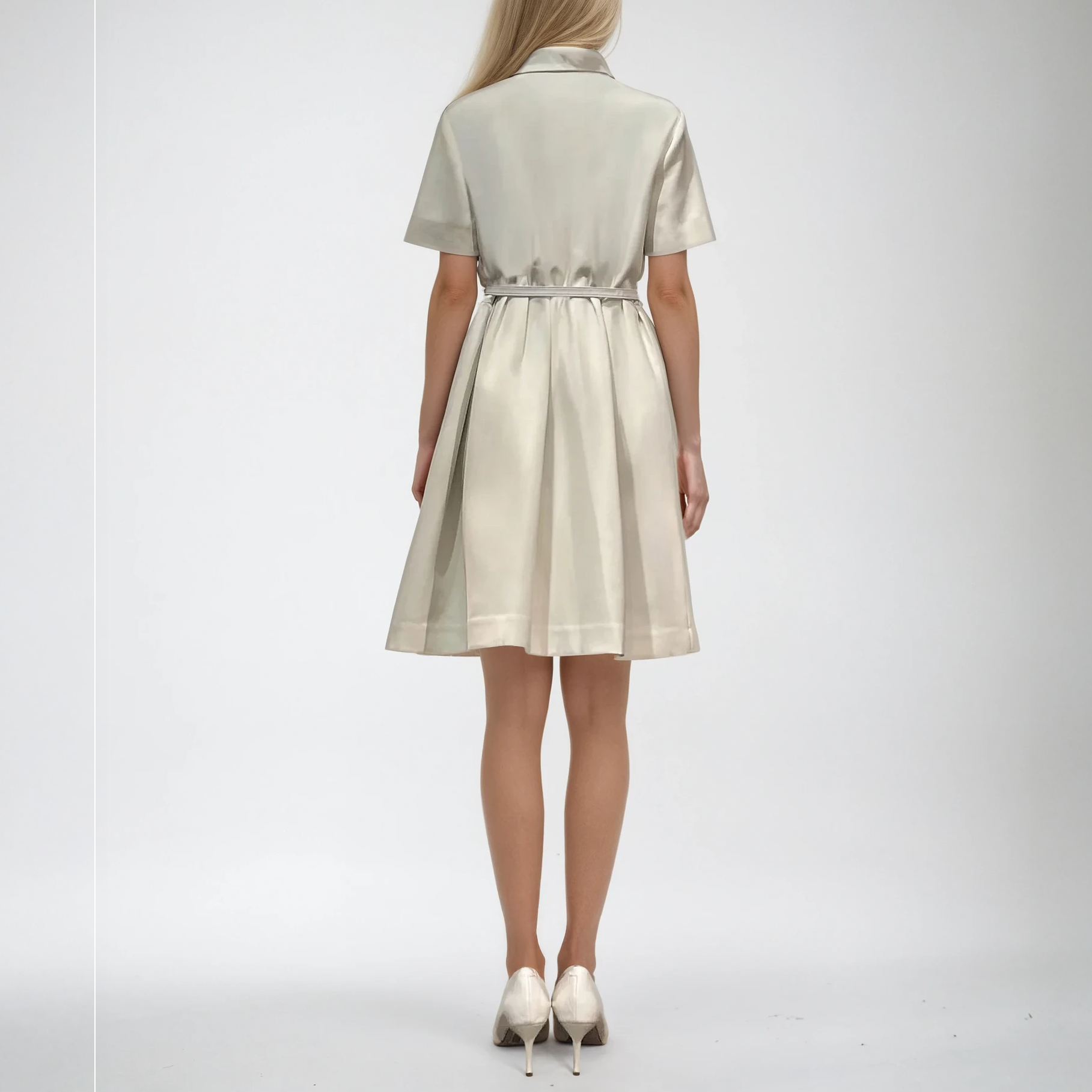 Collared Silk-Blend Buttoned Shirt Dress