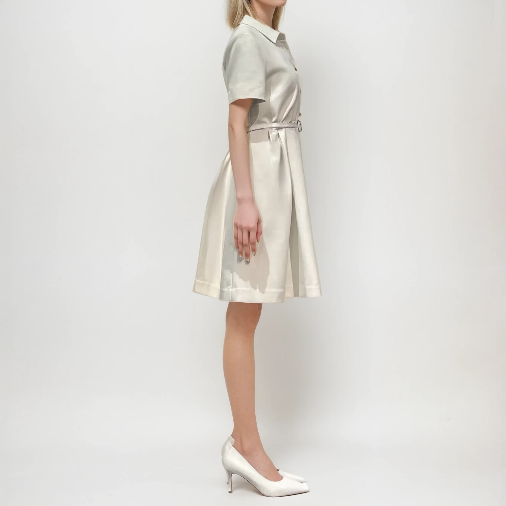 Collared Silk-Blend Buttoned Shirt Dress