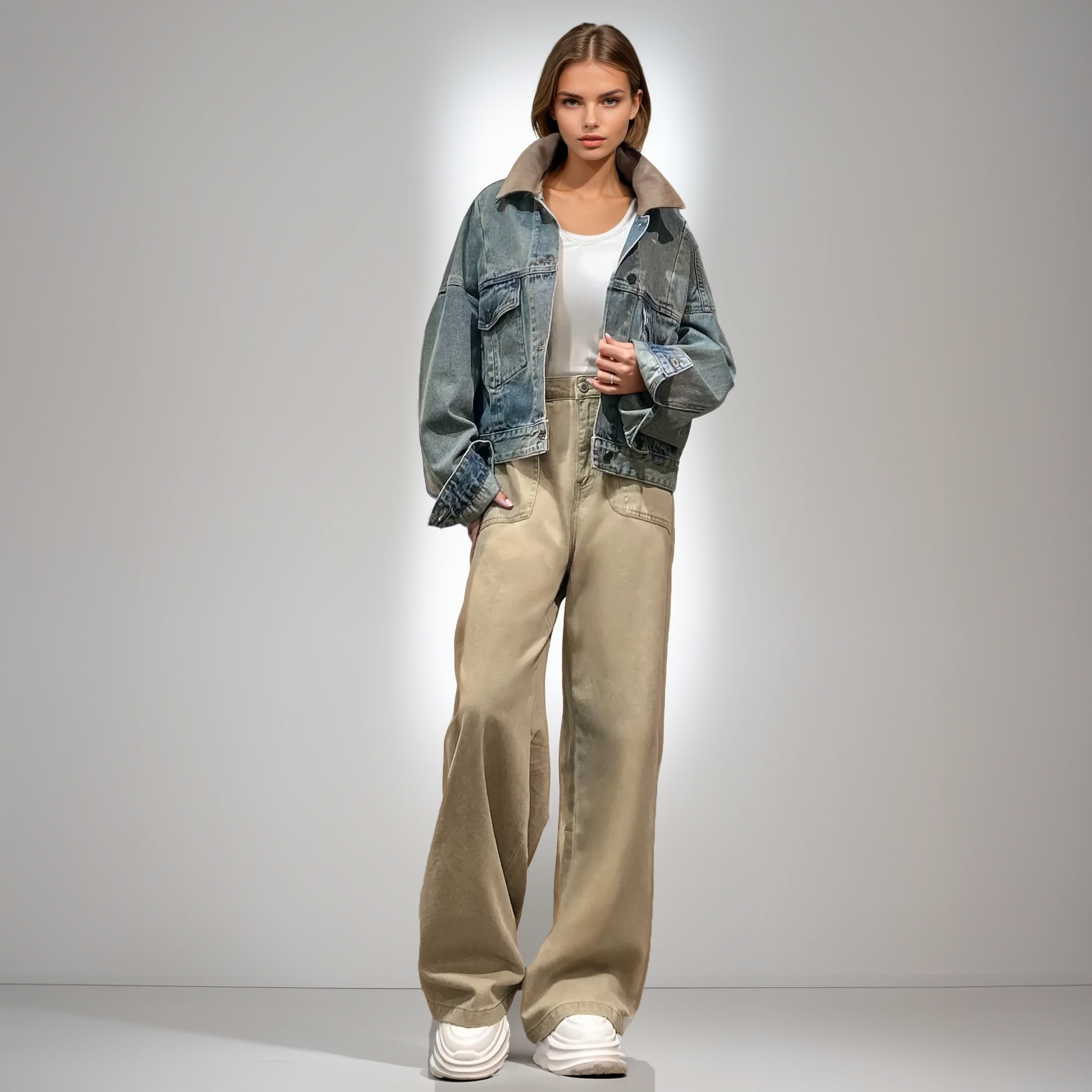 Two-Tone Oversized Denim Jacket