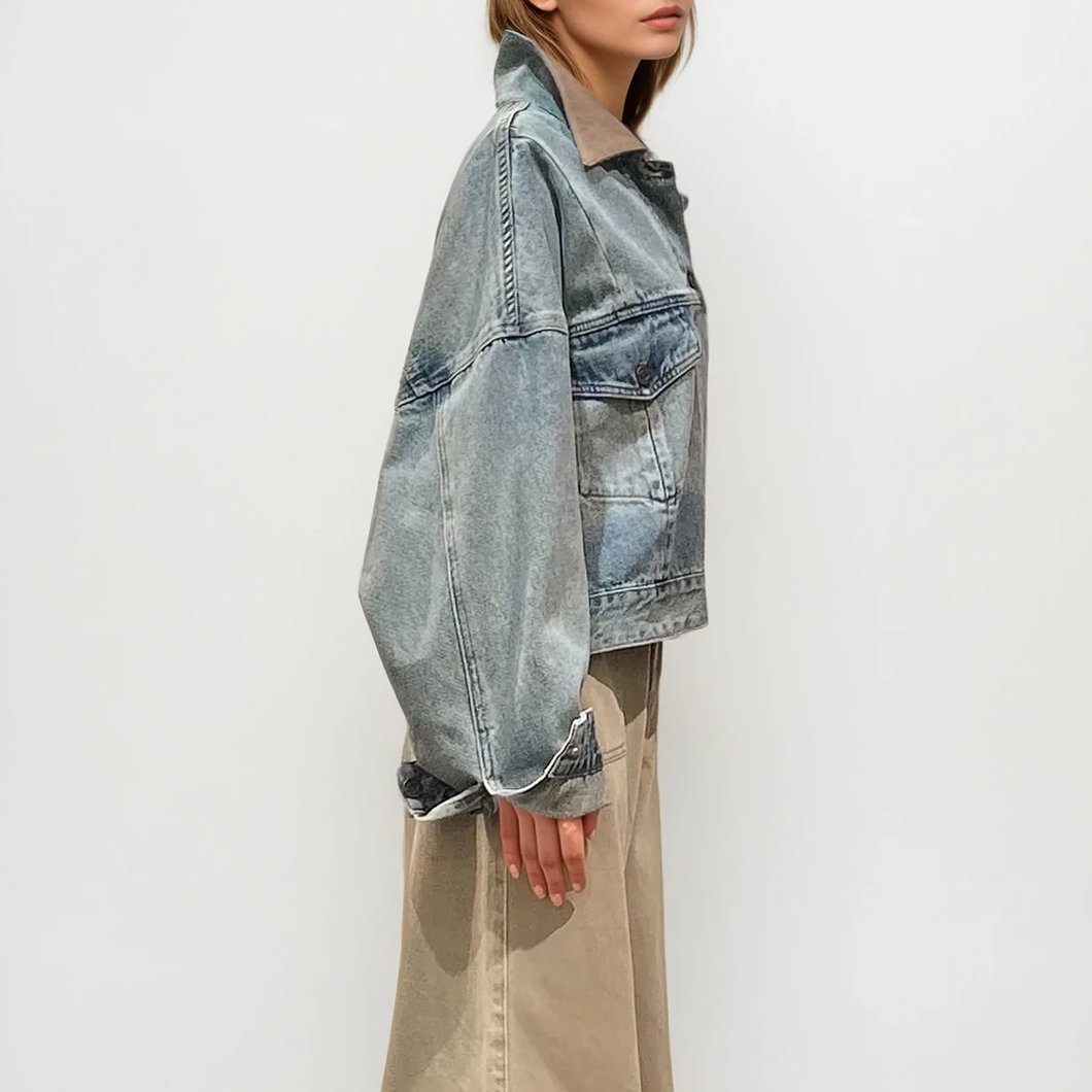 Two-Tone Oversized Denim Jacket